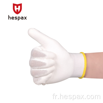 Assemblage de salle blanche antistatique HESPAX Gants en nylon PU blanc